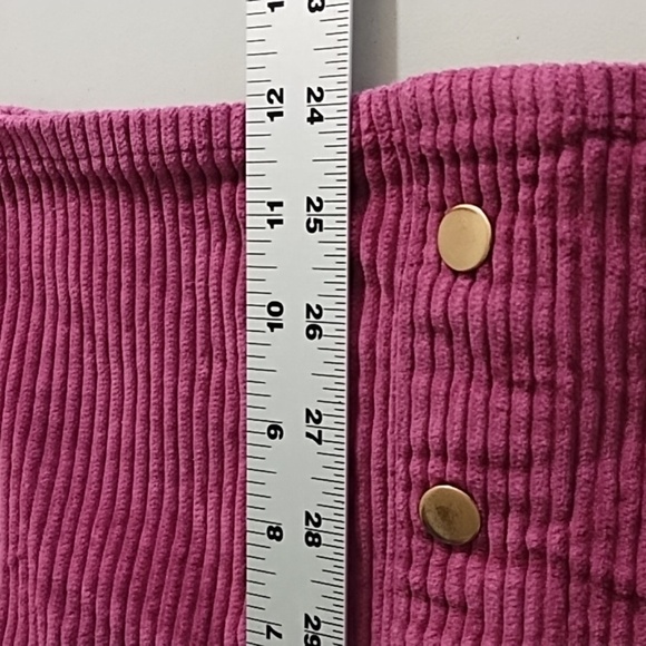 Cynthia Rowley Soft Wide Wale Corduroy Skirt Elastic Back Gold Button Detail - Picture 4 of 8